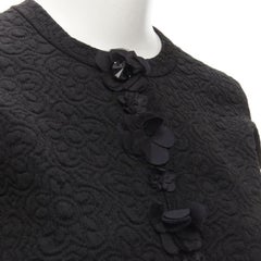 FENDI Flowerland negro jacquard floral 3D pétalo tachuela cardigan IT36 XS