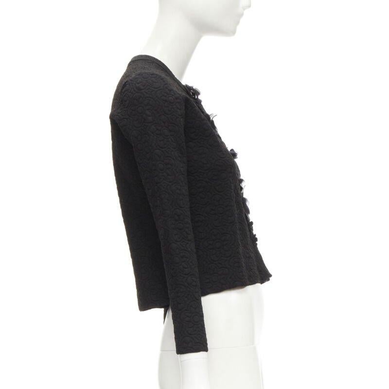 Women's FENDI Flowerland black floral jacquard 3D petal stud cardigan IT36 XS For Sale