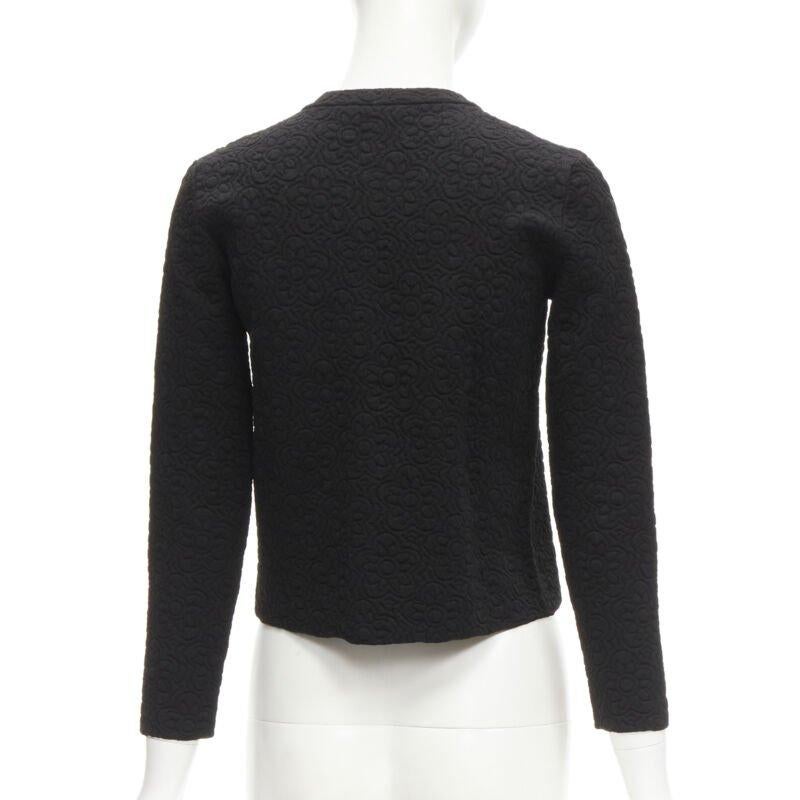 FENDI Flowerland black floral jacquard 3D petal stud cardigan IT36 XS For Sale 1