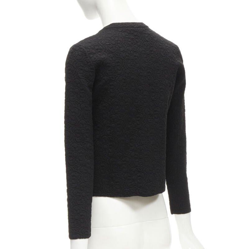 FENDI Flowerland black floral jacquard 3D petal stud cardigan IT36 XS For Sale 2