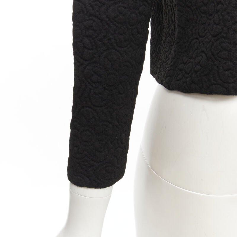 FENDI Flowerland black floral jacquard 3D petal stud cardigan IT36 XS For Sale 4