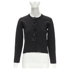 FENDI Flowerland negro jacquard floral 3D pétalo tachuela cardigan IT36 XS