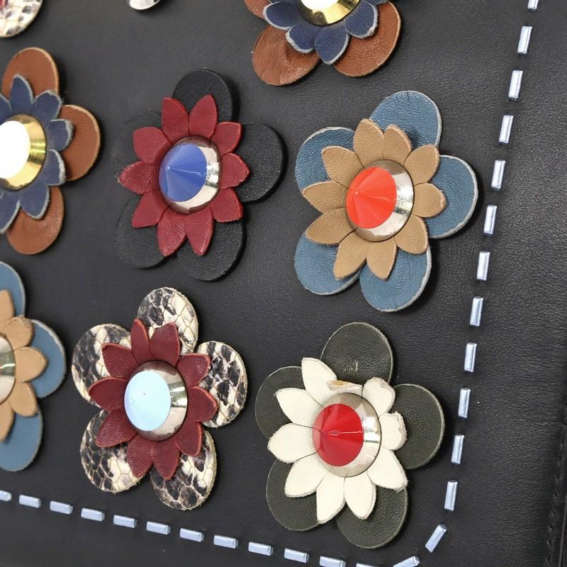 Fendi Flowerland DotCom Convertible Satchel Embellished Leather Medium  3