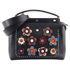 Fendi Flowerland DotCom Convertible Satchel Embellished Leather Medium