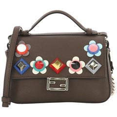 Fendi Flowerland Double Baguette Crossbody Bag Embellished Leather Micro