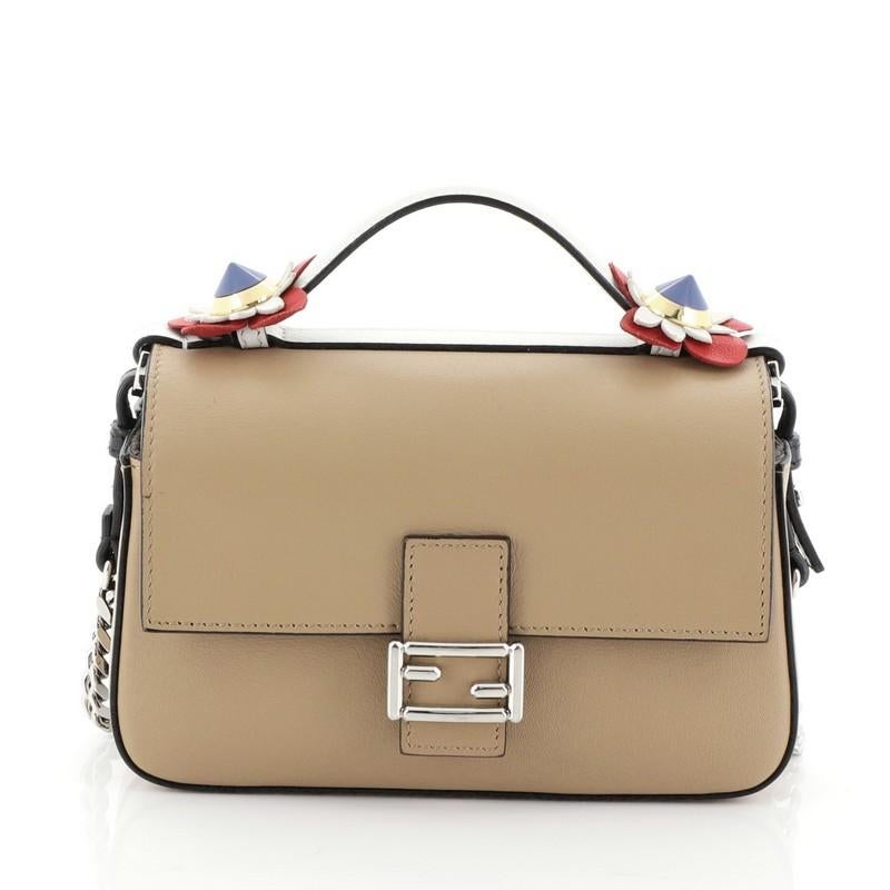 Women's or Men's Fendi Flowerland Double Baguette Crossbody Bag Leather Micro