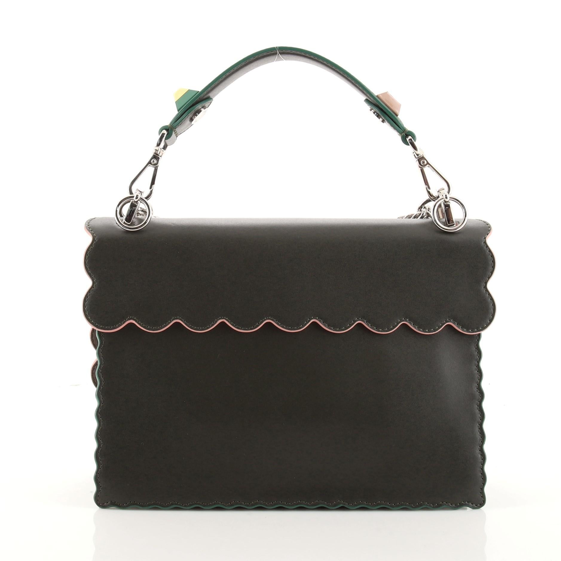 Fendi Flowerland Kan I Bag Embellished Leather Medium In Good Condition In NY, NY