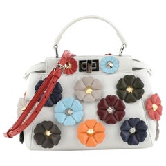 Fendi Flowerland Peekaboo Bag Embellished Leather Mini 