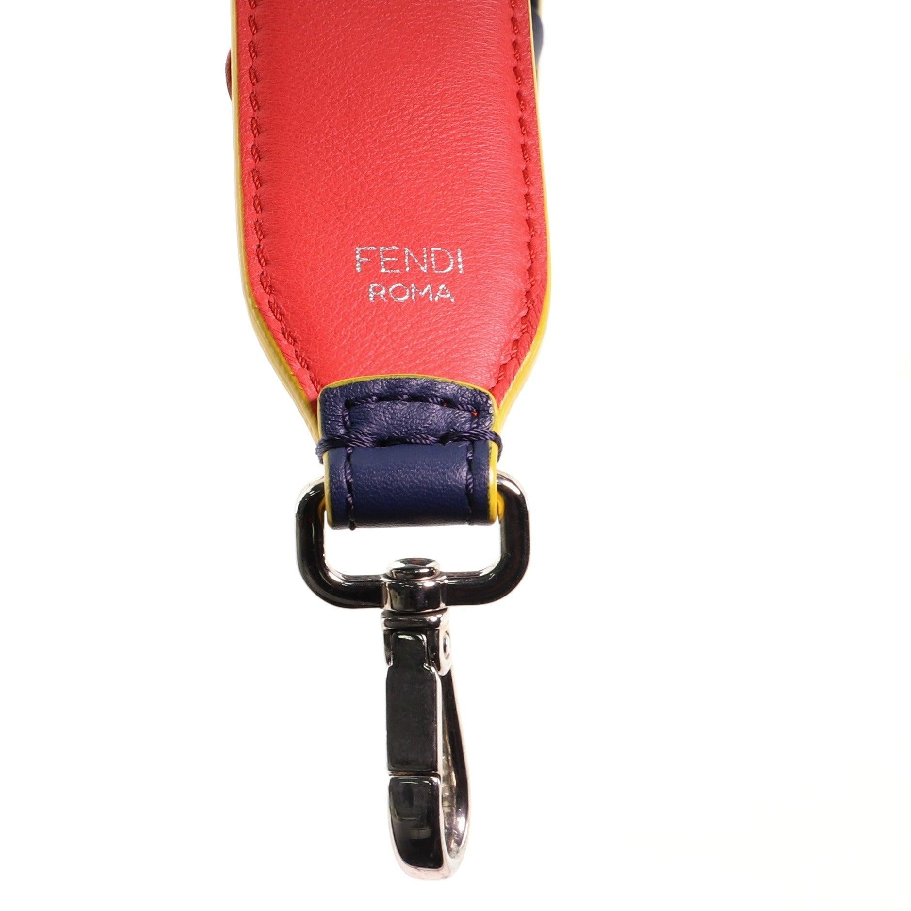 Red Fendi Flowerland Strap You Shoulder Strap Studded Leather Multicolor  Condition