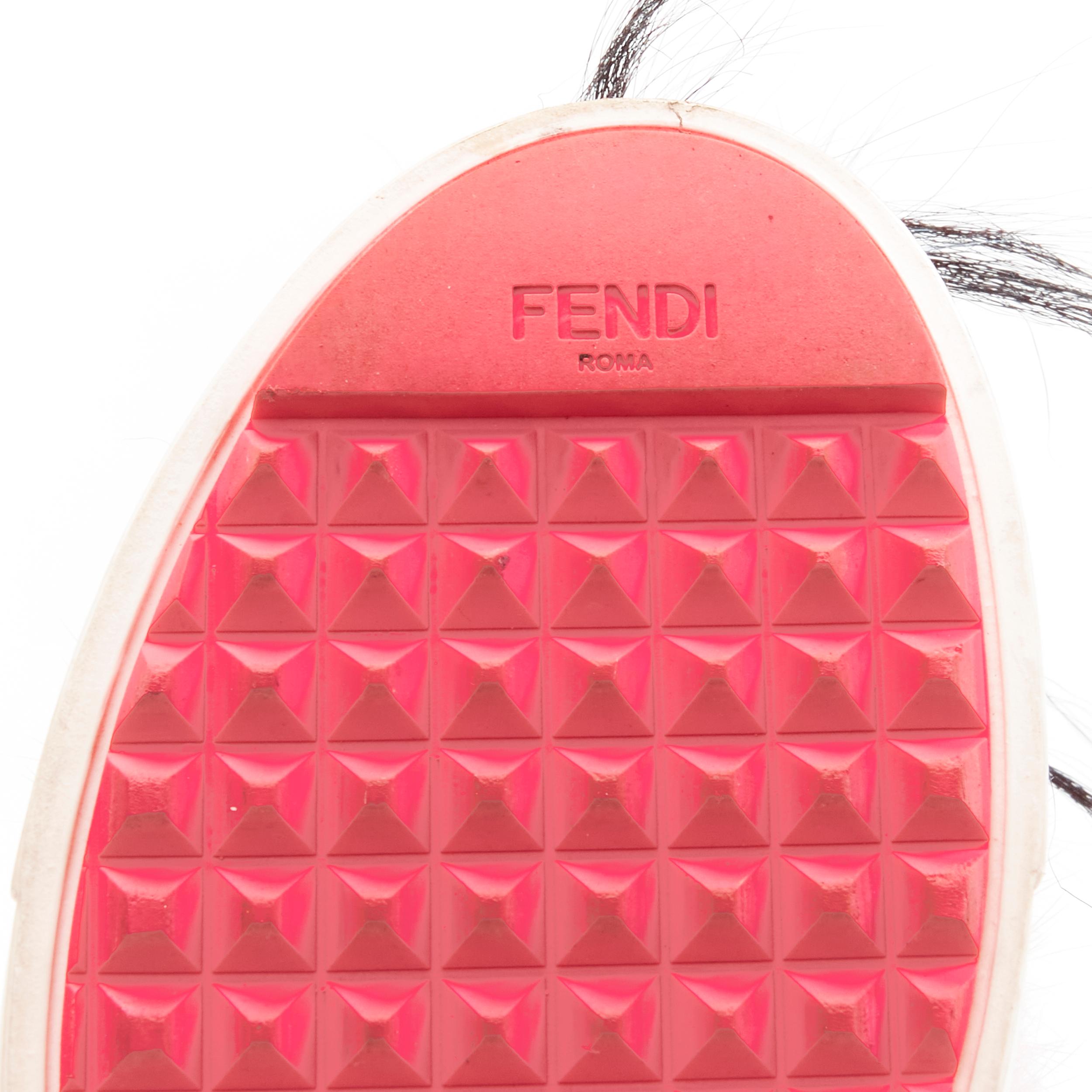 FENDI Flynn pink mohawk fur panel printed leather low top sneaker EU37 For Sale 5