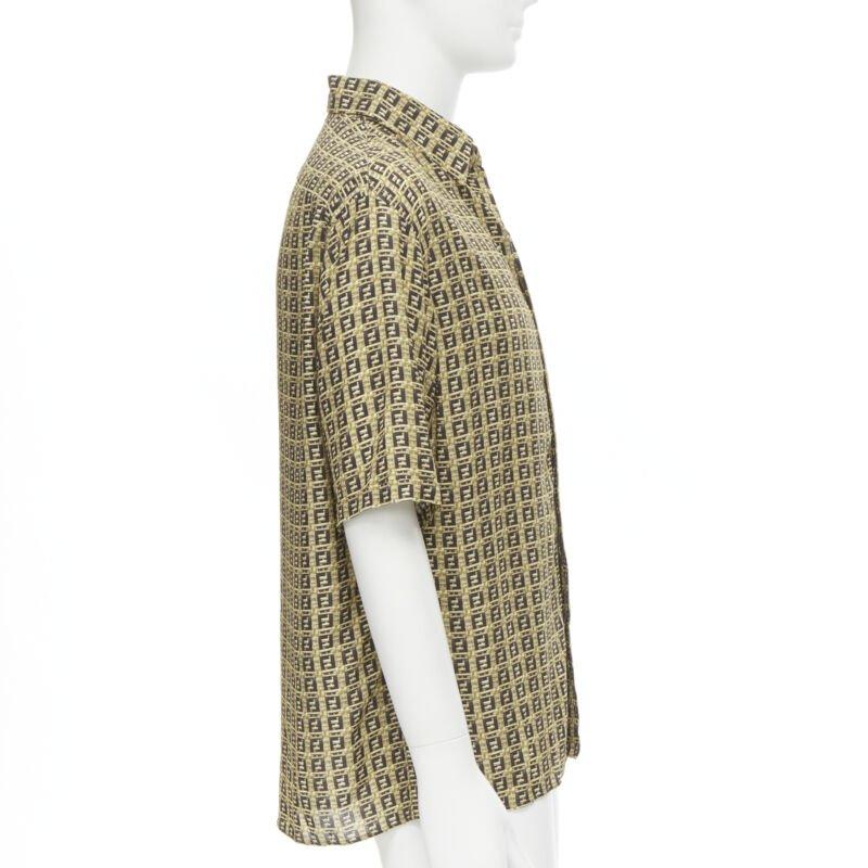 Fendi Forever Bamboo FF Zucca stampa intrecciata bowling camicia estiva EU39 M. In condizioni Nuovo in vendita a Hong Kong, NT