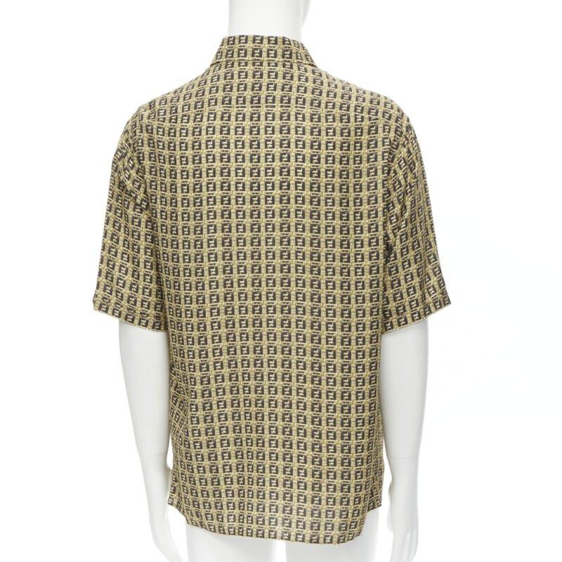 Uomo Fendi Forever Bamboo FF Zucca stampa intrecciata bowling camicia estiva EU39 M. in vendita
