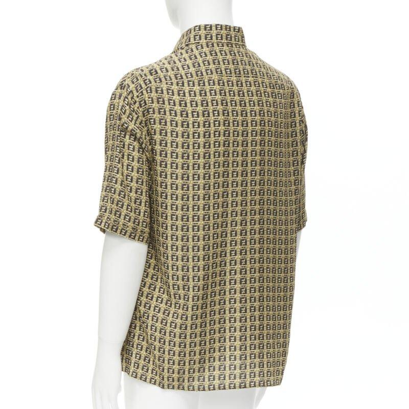 Fendi Forever Bamboo FF Zucca stampa intrecciata bowling camicia estiva EU39 M. in vendita 1