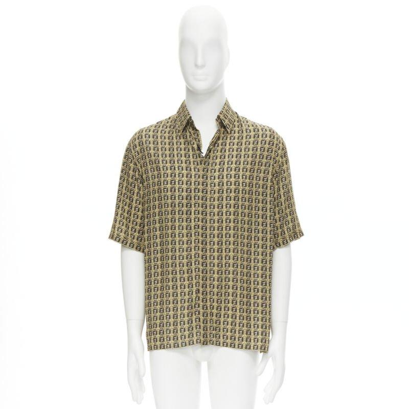Fendi Forever Bamboo FF Zucca stampa intrecciata bowling camicia estiva EU39 M. in vendita 3