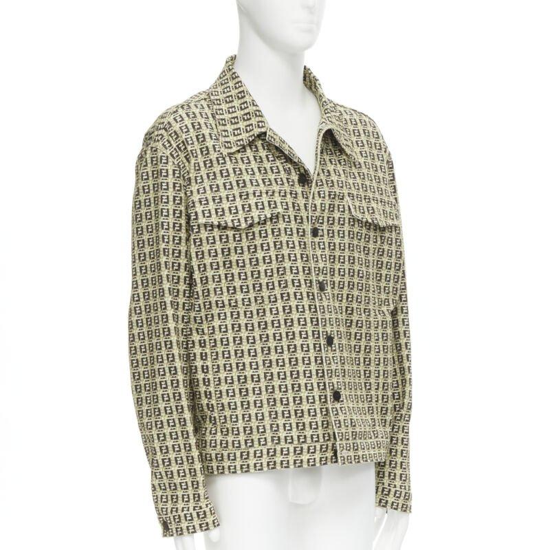 Marrone FENDI Forever Bamboo FF Monogram giacca in cotone marrone IT52 in vendita