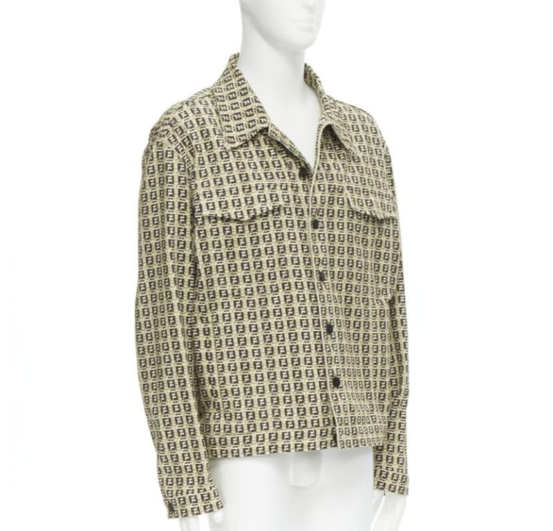 FENDI Forever Bamboo FF Zucca monogram brown cotton jacket IT52 XXL In Excellent Condition In Hong Kong, NT