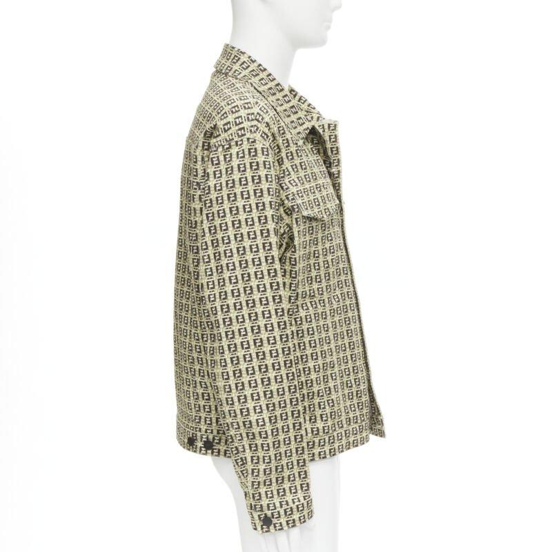 FENDI Forever Bamboo FF Monogram giacca in cotone marrone IT52 In condizioni Nuovo in vendita a Hong Kong, NT