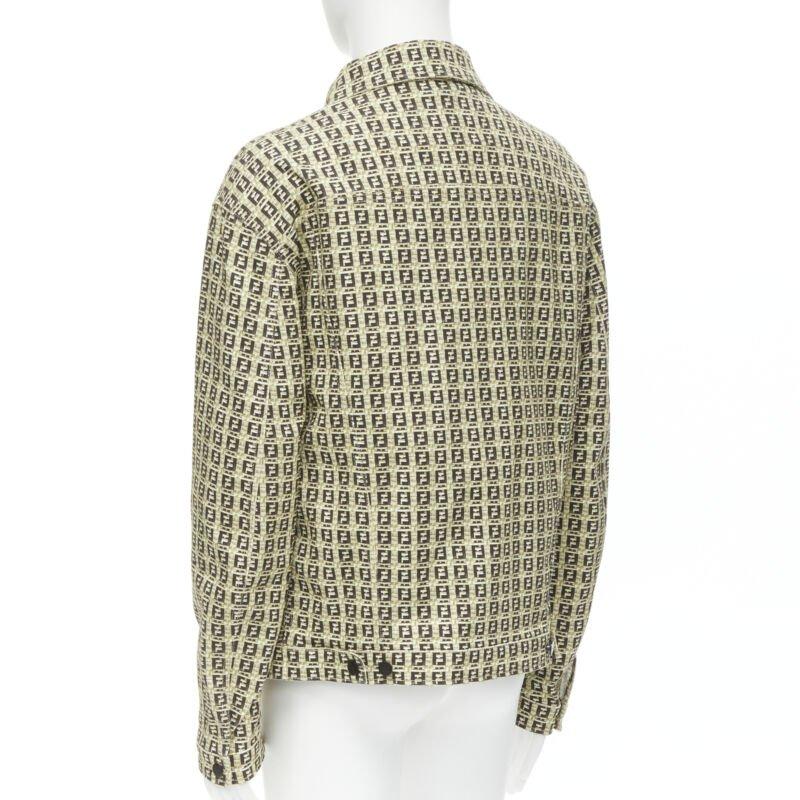 Uomo FENDI Forever Bamboo FF Monogram giacca in cotone marrone IT52 in vendita