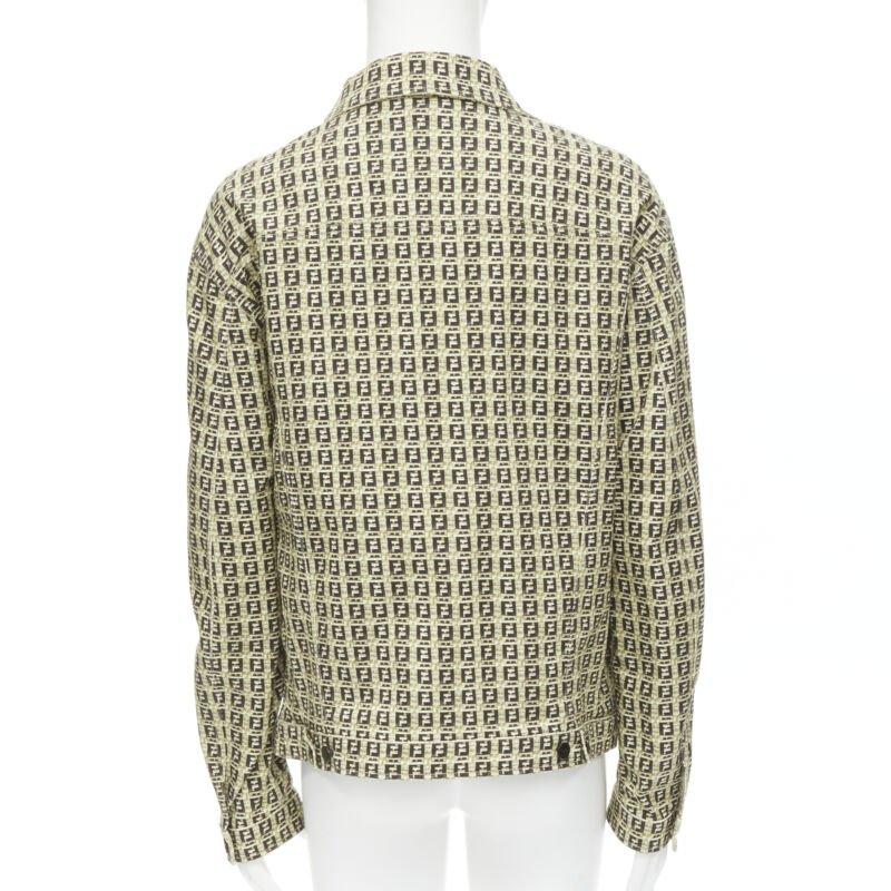 FENDI Forever Bamboo FF Monogram giacca in cotone marrone IT52 in vendita 1