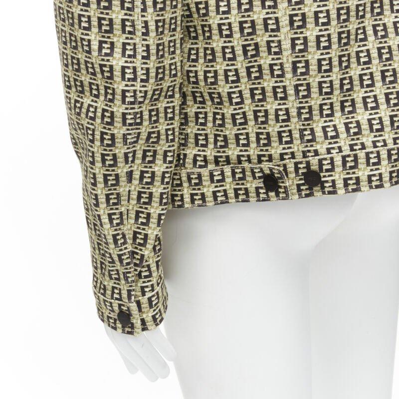 FENDI Forever Bamboo FF Monogram giacca in cotone marrone IT52 in vendita 2