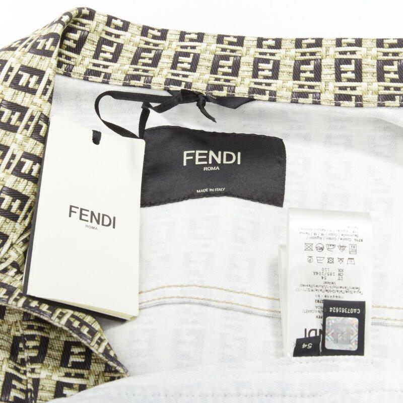 FENDI Forever Bamboo FF Monogram giacca in cotone marrone IT52 in vendita 3