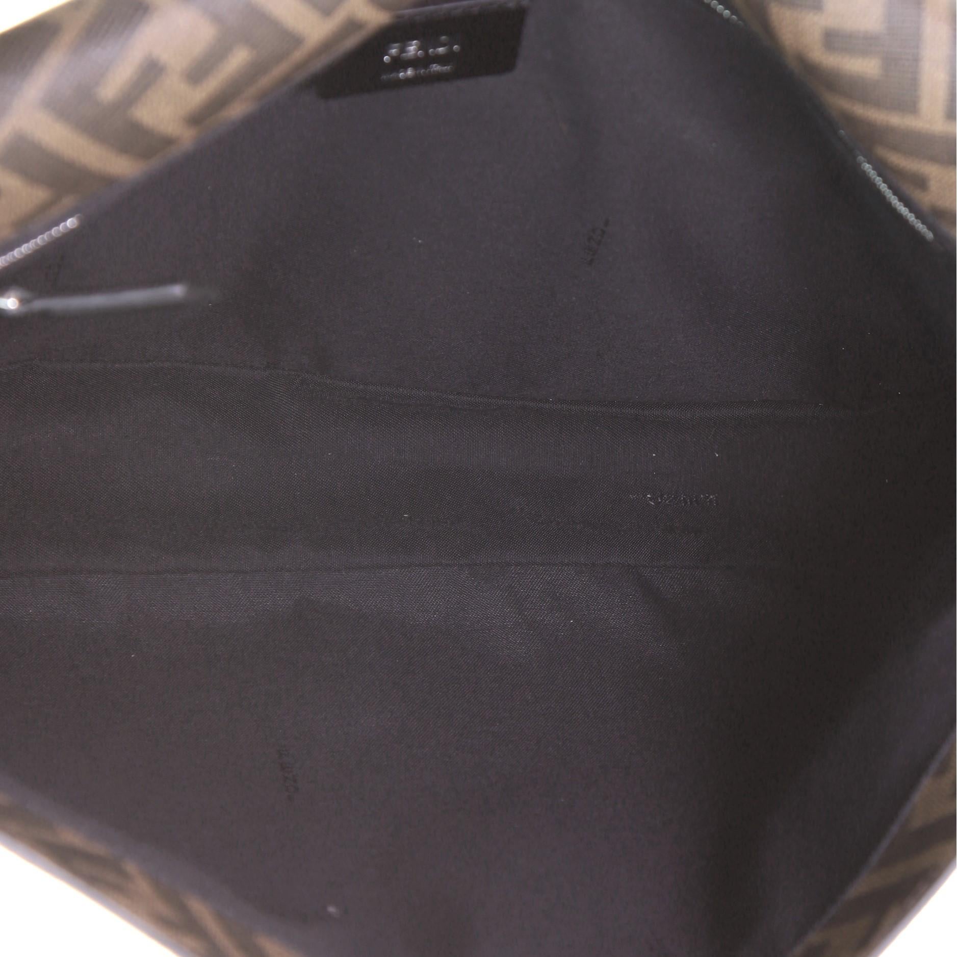 Black Fendi Forever Fendi Messenger Bag Zucca Coated Canvas and Leather