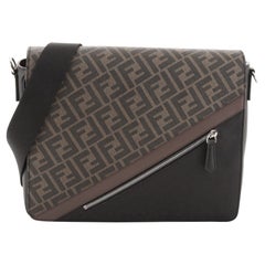 Fendi Forever Fendi Messenger Bag Zucca Coated Canvas and Leather