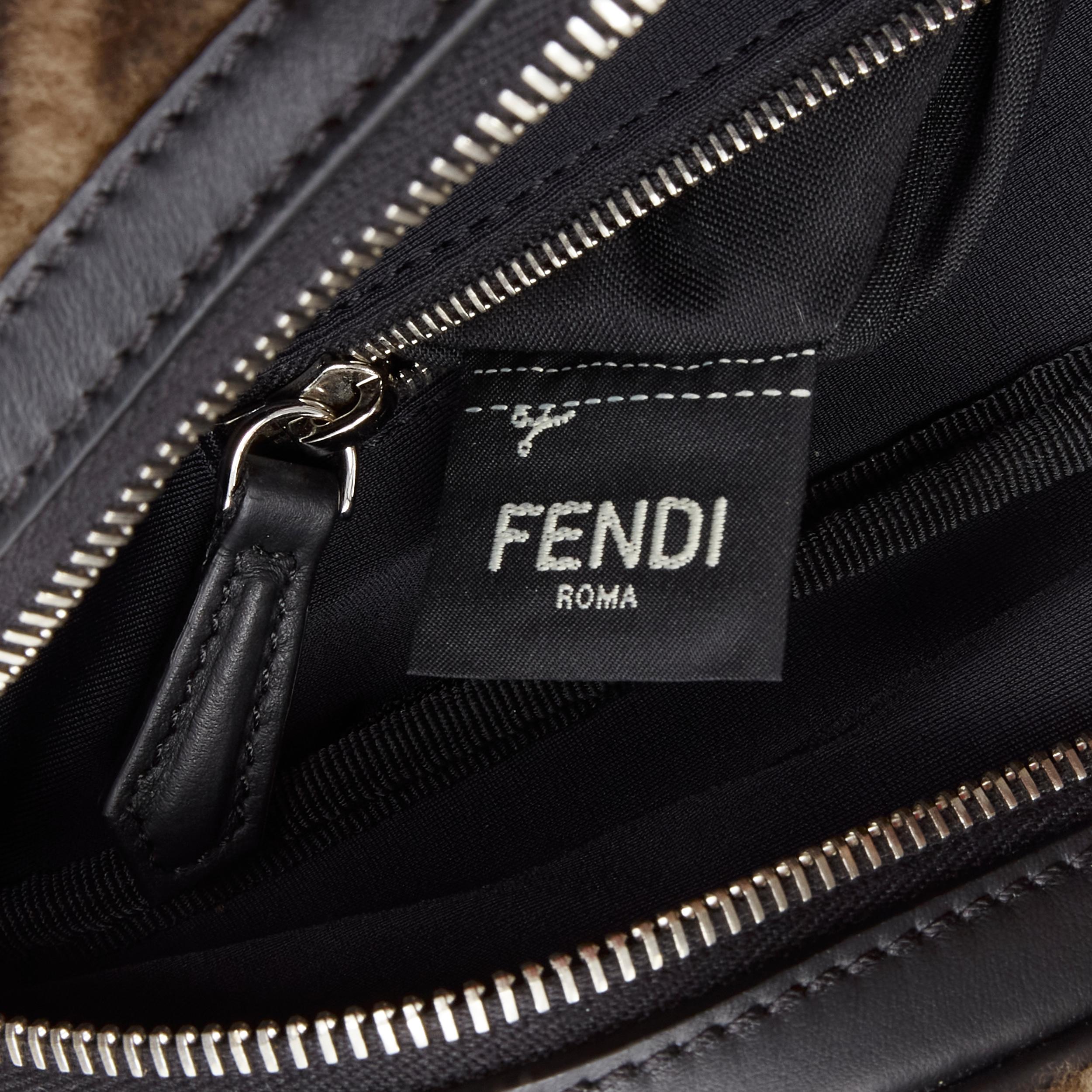 FENDI Forever FF Zucca brown sheep shearling fur monogram waist belt bag 5