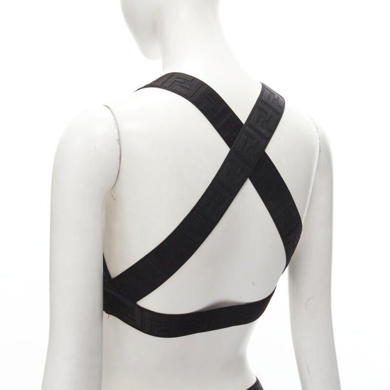 FENDI Forever FF Zucca monogramme noir soutien-gorge top legging pantalon XS en vente 2