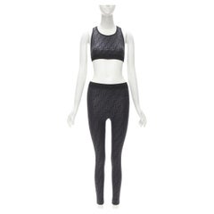 FENDI Forever FF Zucca monogram black bra top legging pant set XS