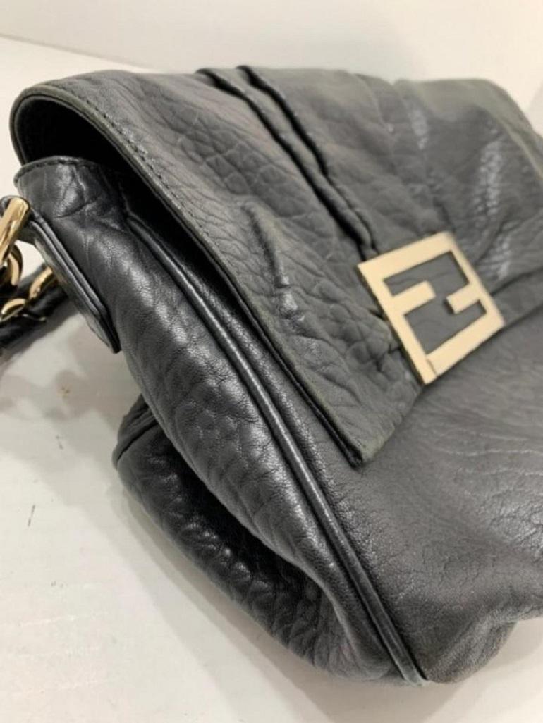 Fendi Forever Mama Ff Chain Flap M239776 Black Lambskin Leather Shoulder Bag 4
