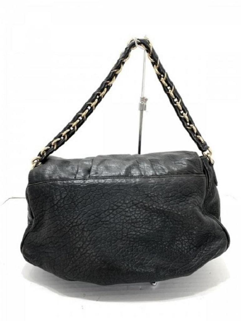 Fendi Forever Mama Ff Chain Flap M239776 Black Lambskin Leather Shoulder Bag In Good Condition In Dix hills, NY
