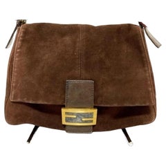 Fendi Forever Mama Flap Logo Ff 239753 Brown Suede Leather Shoulder Bag