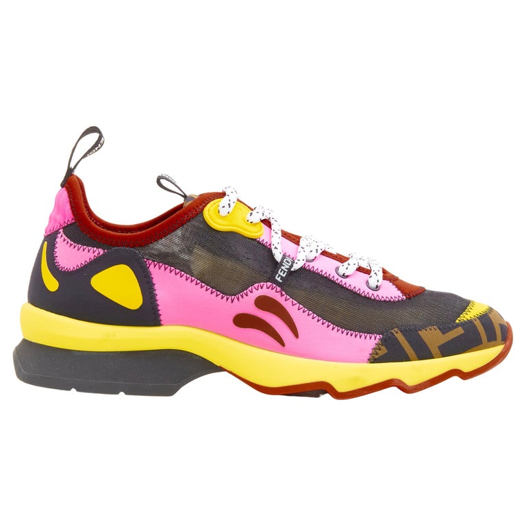 FENDI Freedom FF Zucca pink yellow black technical fabric runner