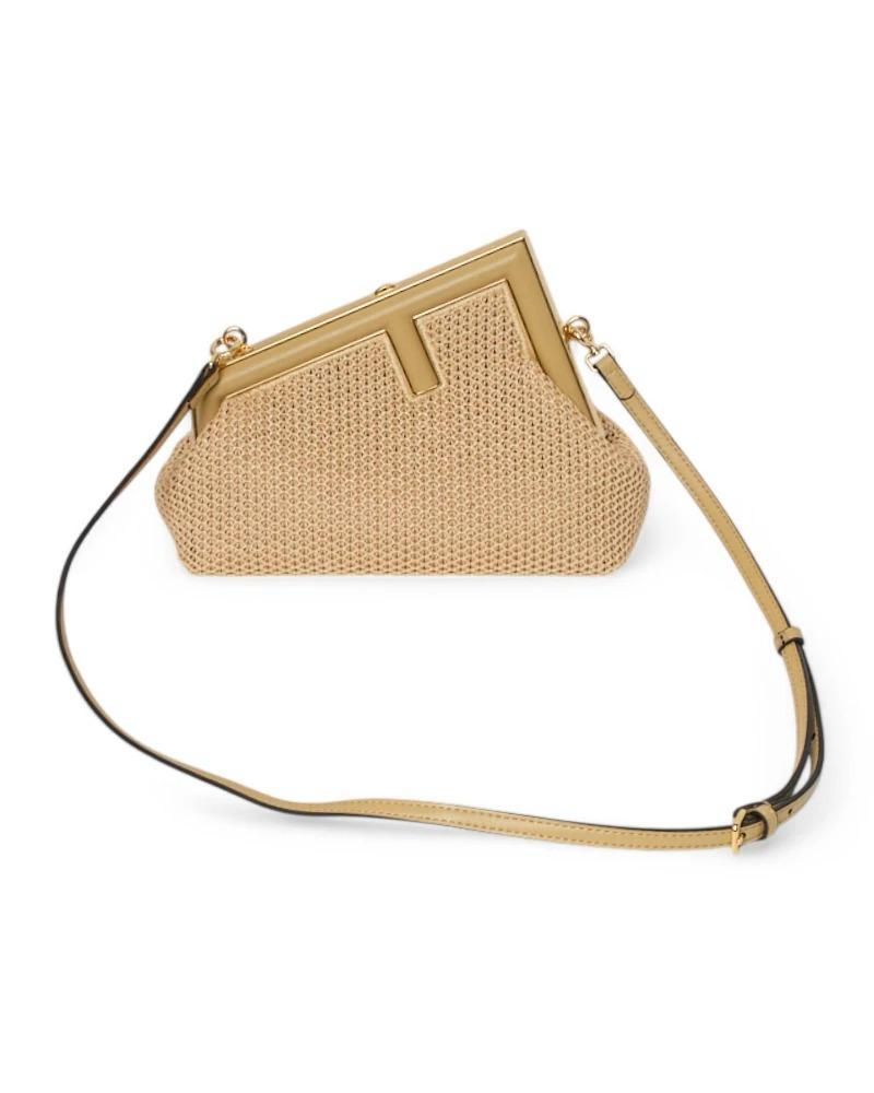Fendi Frist Midi Macrame en raphia Beige en vente 9