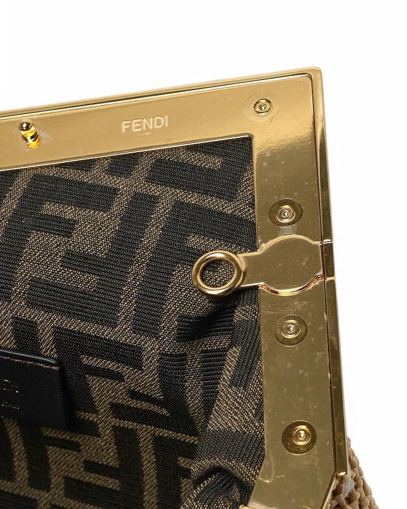 Fendi Frist Midi Macrame en raphia Beige en vente 14