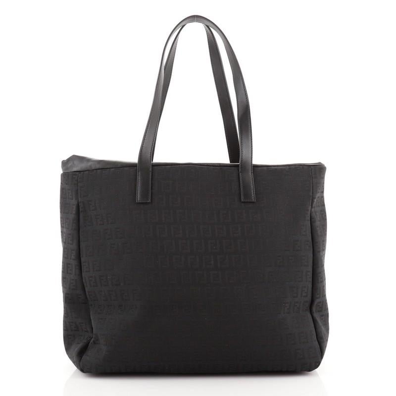 Black Fendi Front Drawstring Tote Bag Zucchino Canvas Large