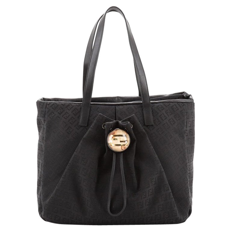 Fendi Front Drawstring Tote Bag Zucchino Canvas Large
