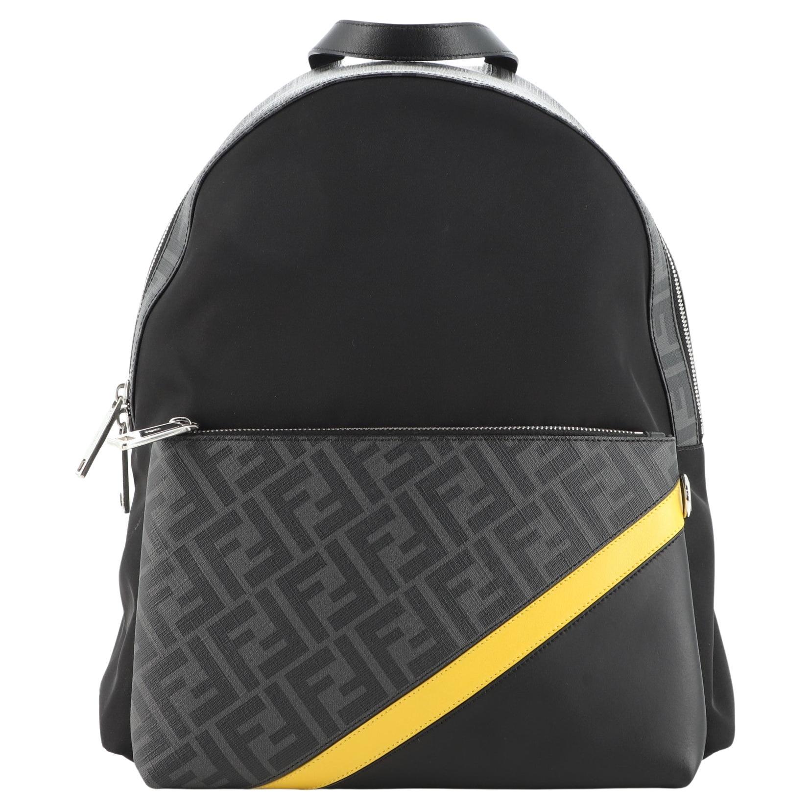 Fendi Front Pocket Backpack Nylon with Zucca Coated Canvas and Leather at  1stDibs