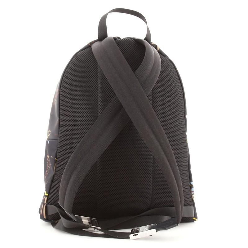 Black Fendi Front Pocket Backpack Printed Nylon Large