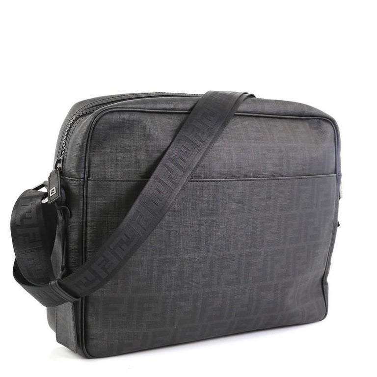 Fendi Front Pocket Messenger Bag Zucca Coated Canvas Large