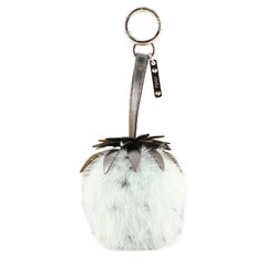 Fendi Fruit Bag Charm Fur and Leather Gray, Green