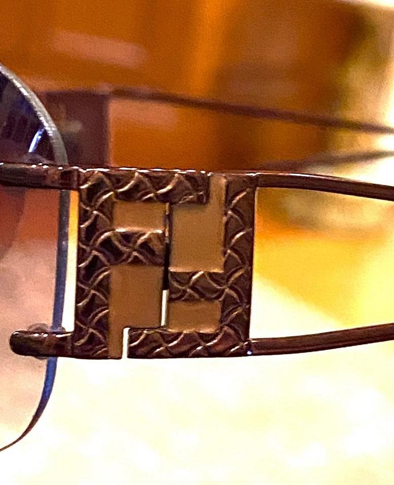 Fendi FS417 FF Logo Sunglasses Bronze Gunmetal Rose Tint 24ff0 In Good Condition In Dix hills, NY