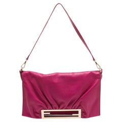 Fendi Fuchsia Leather Flap Shoulder Bag