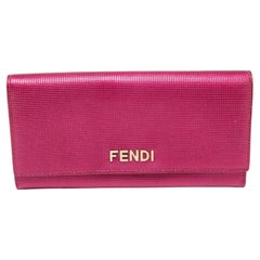 Fendi Fuchsia Leder-Logo-Brieftasche mit Kontinentalklappe