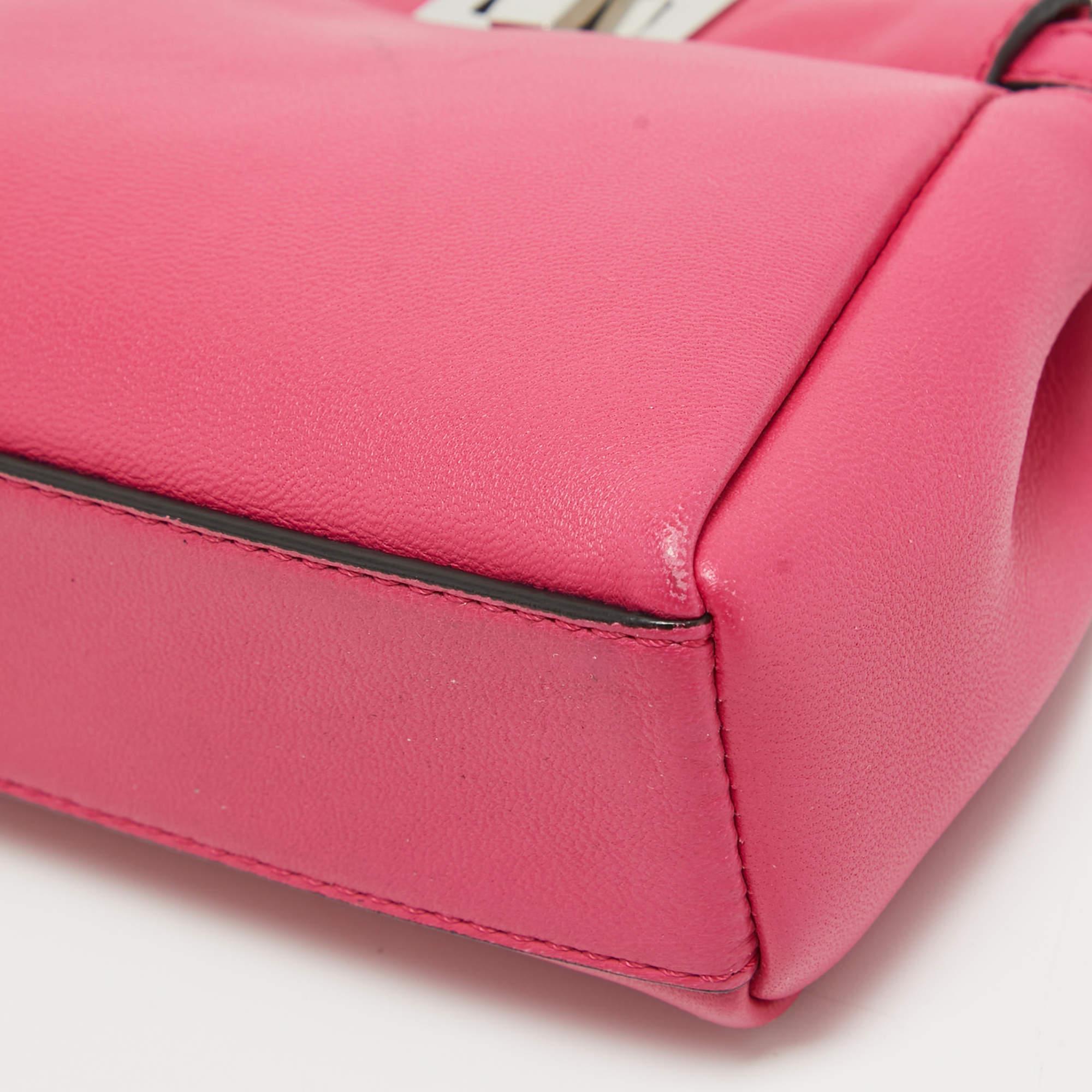 Fendi Fuchsia Leather Micro Peekaboo Crossbody Bag For Sale 6
