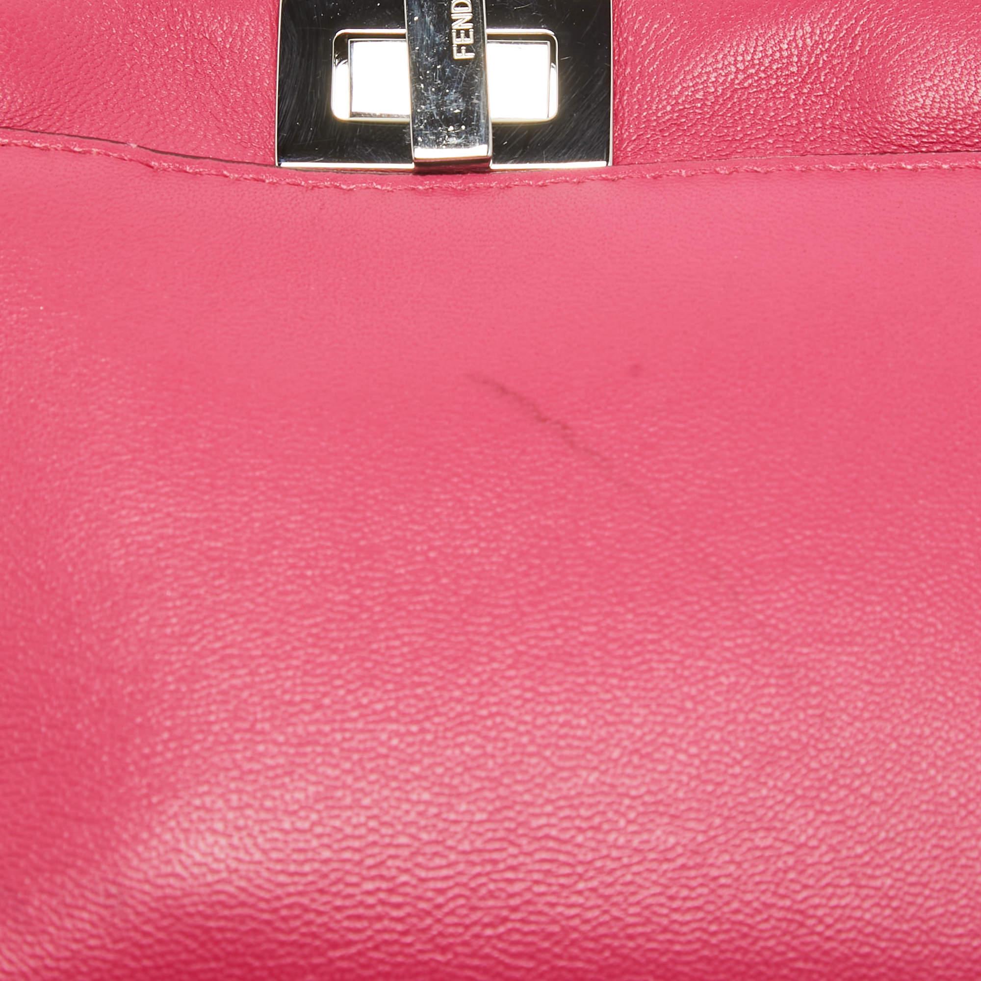 Fendi Fuchsia Leather Micro Peekaboo Crossbody Bag For Sale 7