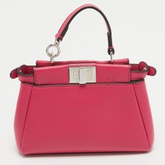 Fendi Fuchsia Leather Micro Peekaboo Crossbody Bag