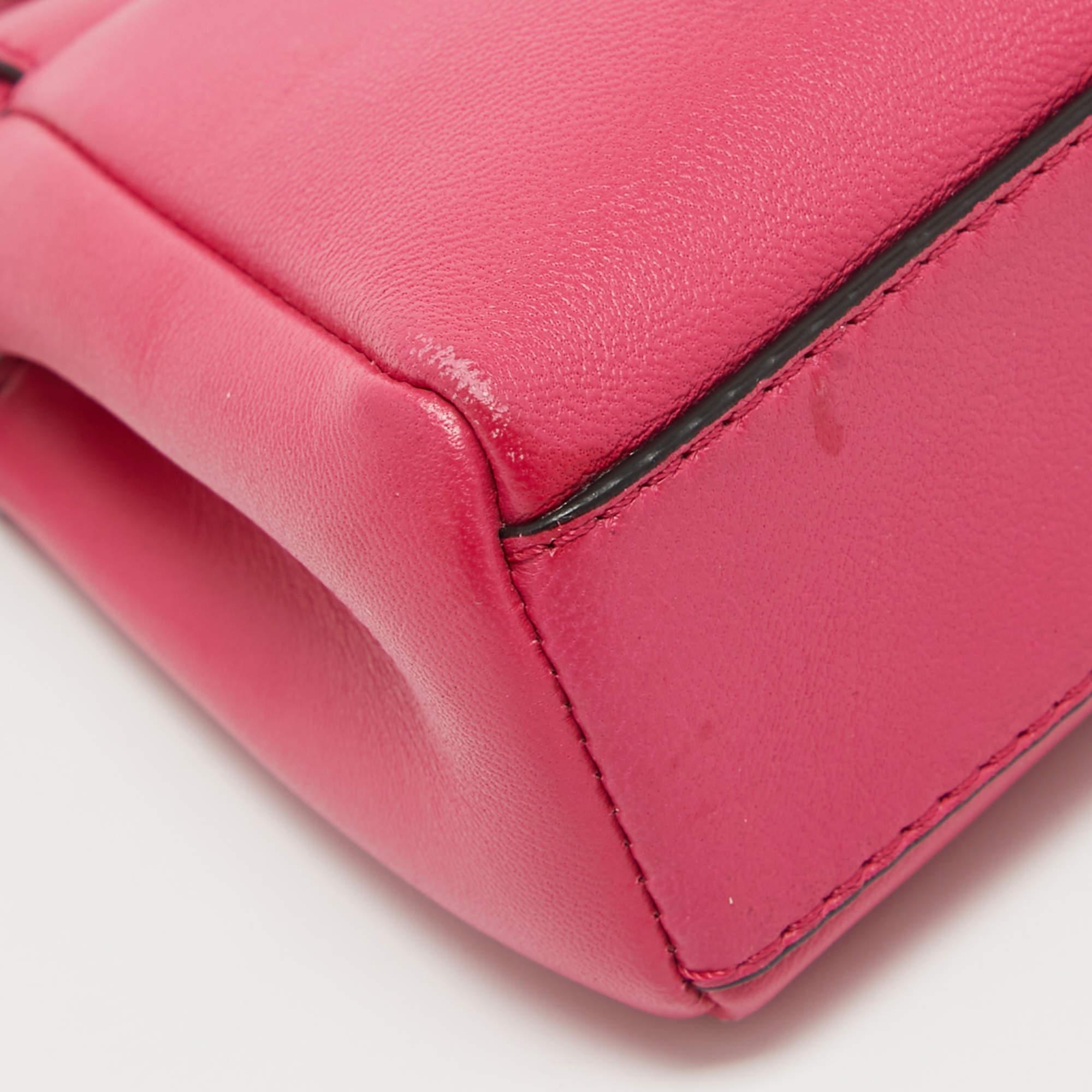 Women's Fendi Fuchsia Leather Micro Peekaboo Crossbody Bag For Sale