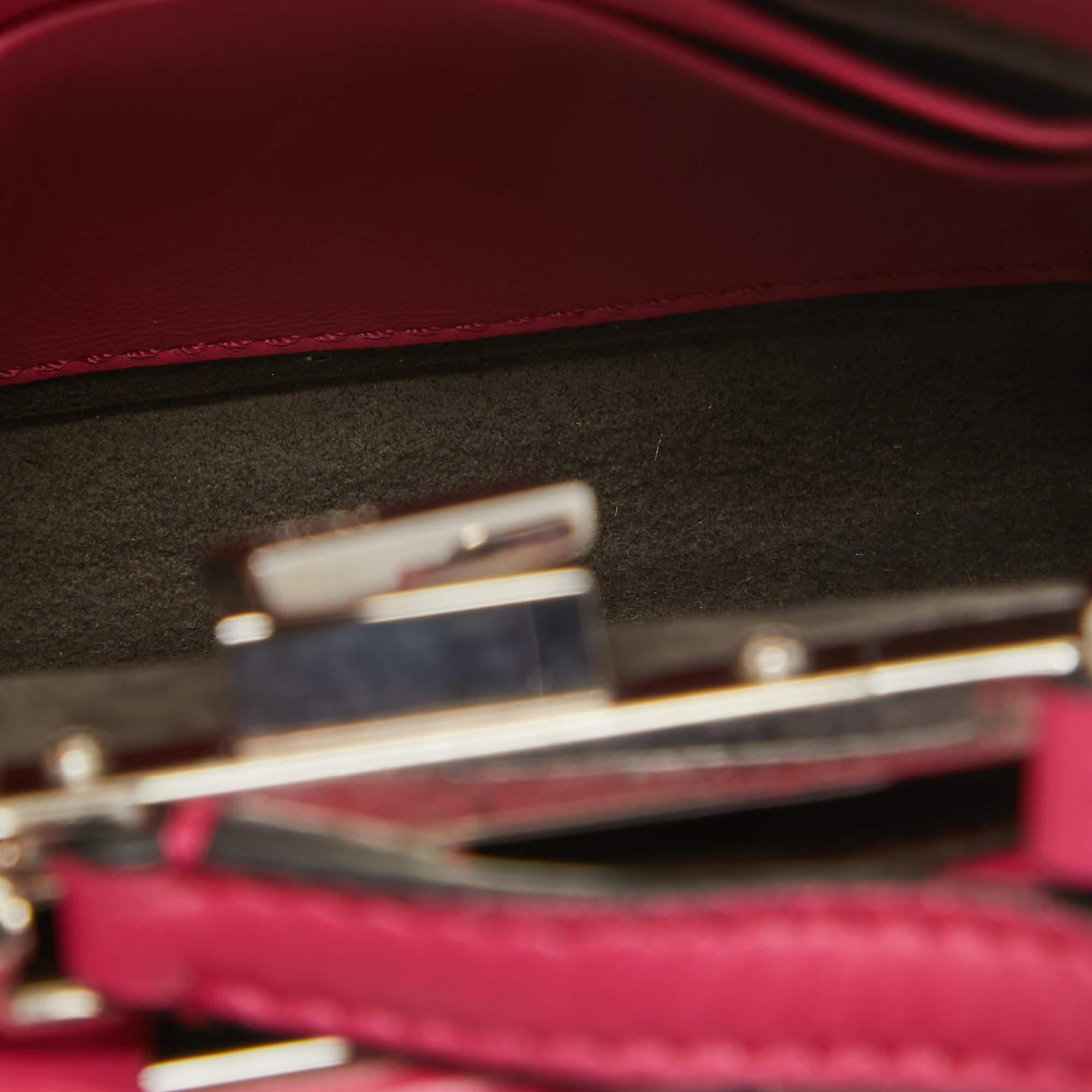 Fendi Fuchsia Leather Micro Peekaboo Crossbody Bag For Sale 2